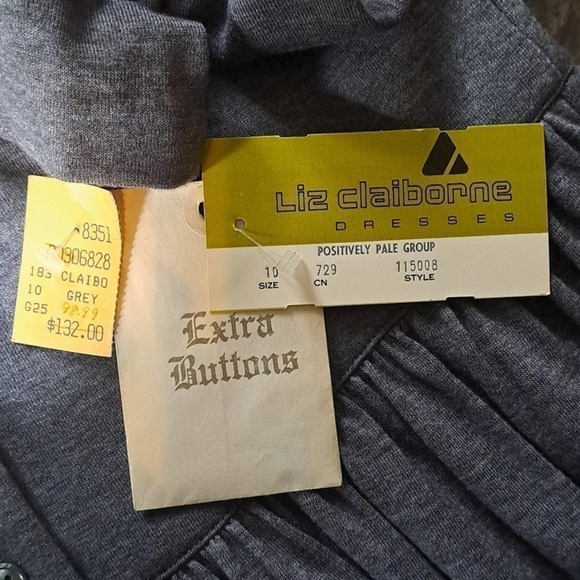 80s Vintage NWT Liz Claiborne Dresses Gray button-down dress size 10 Medium - Picture 4 of 4